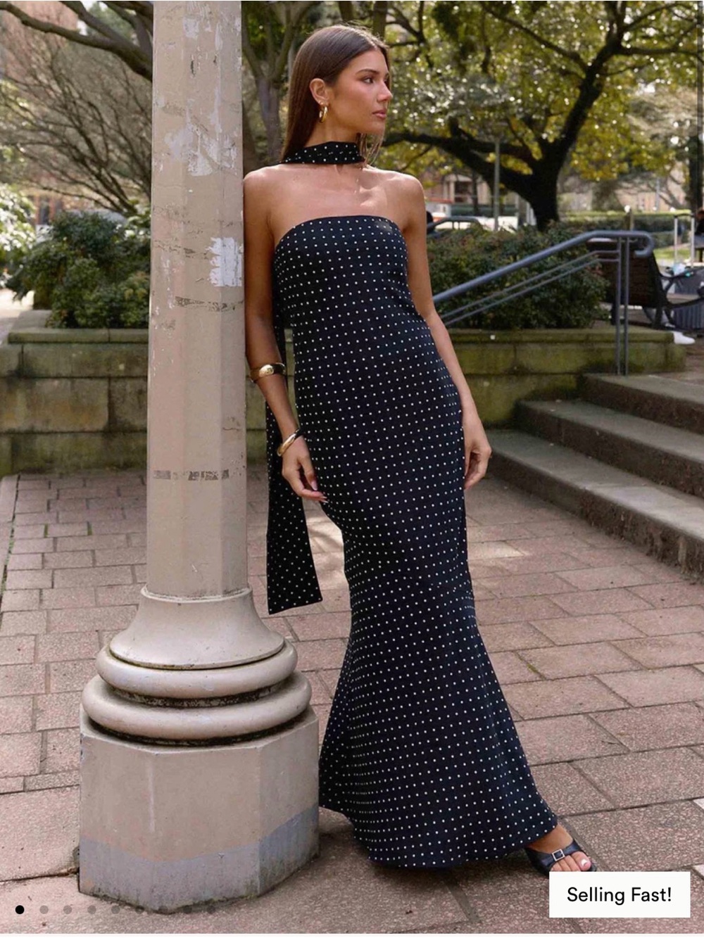 Peppermayo Under The Pagoda Maxi Dress - Black Polkadot